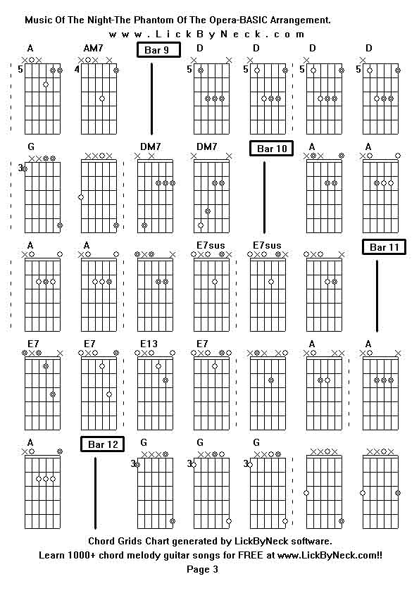 Chord Grids Chart of chord melody fingerstyle guitar song-Music Of The Night-The Phantom Of The Opera-BASIC Arrangement,generated by LickByNeck software.